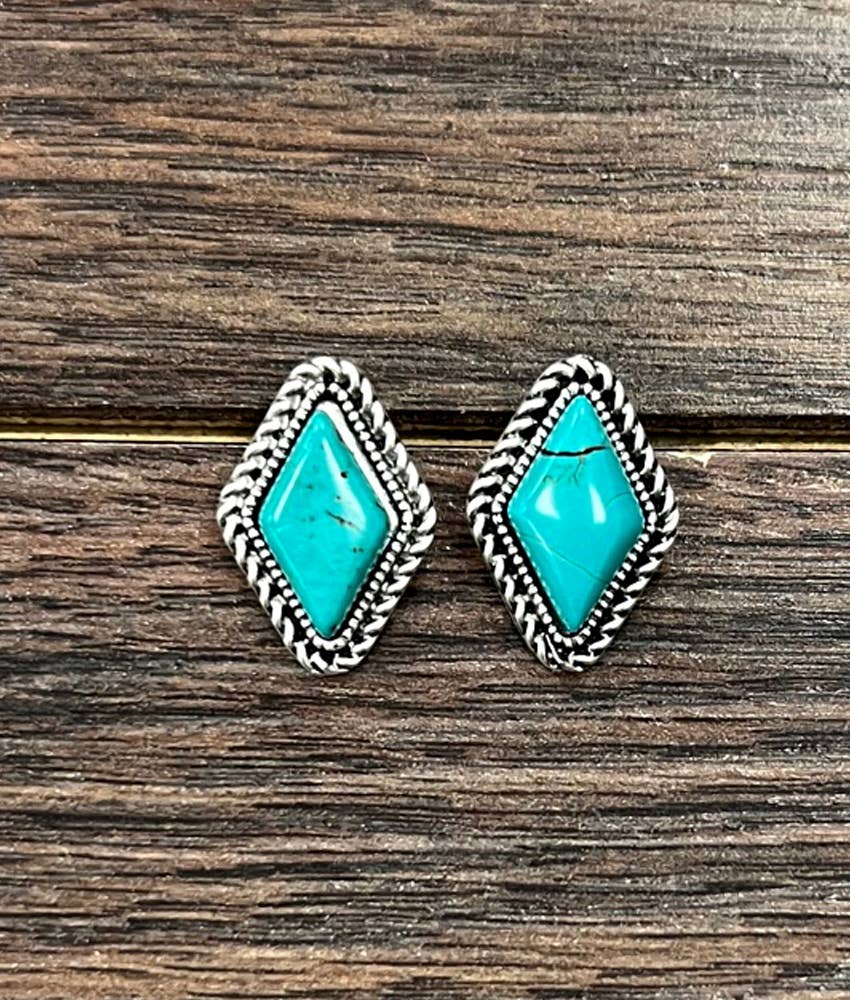 Diamond Turquoise Stud Earrings