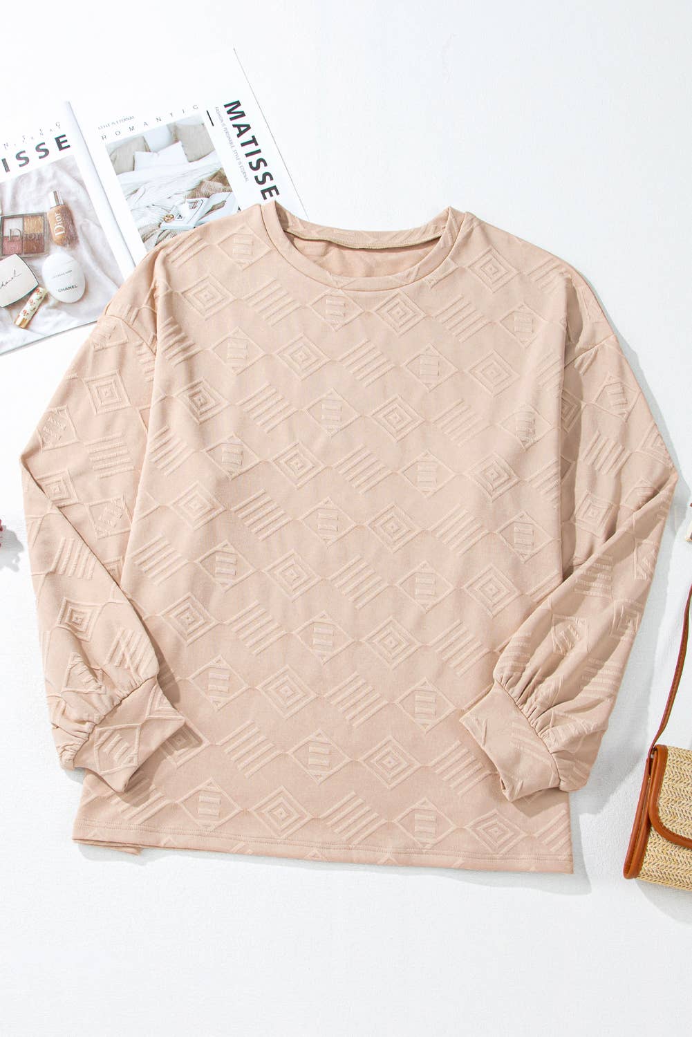 Plus Size Textured Crew Neck Sweatshirt