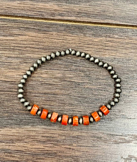 Rust Gemstone Stretch Bracelet
