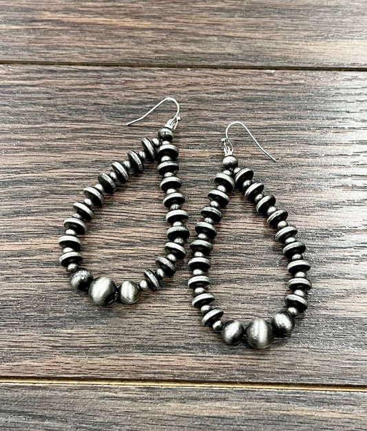 Drop Navajo Bead Disc Earrings