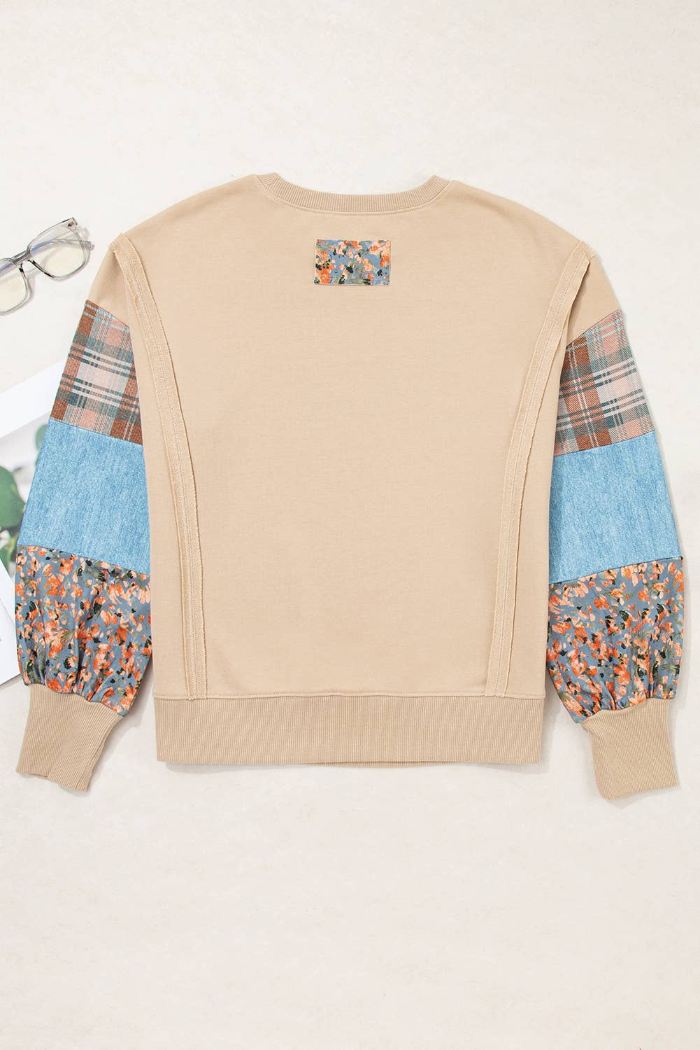 Patchwork Sleeve Sweater