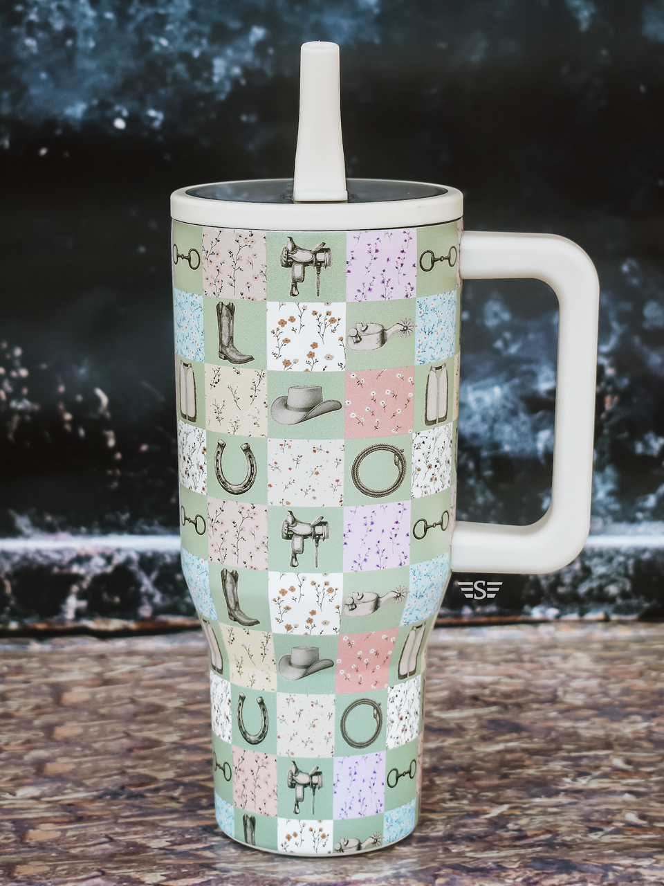 Boots, Bits,and Blossoms WashEasy™ Flip Lid 32oz Tumbler