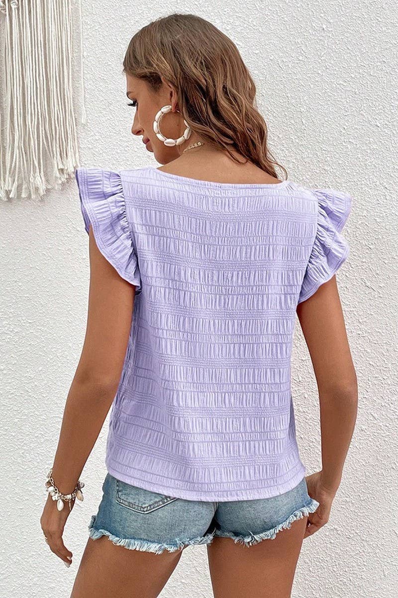 SQUARE COLLAR RUFFLED SHIRT BLOUSE TOP