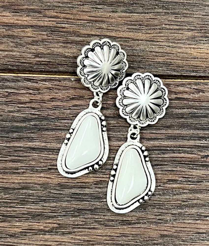 White Turquoise Post Earrings