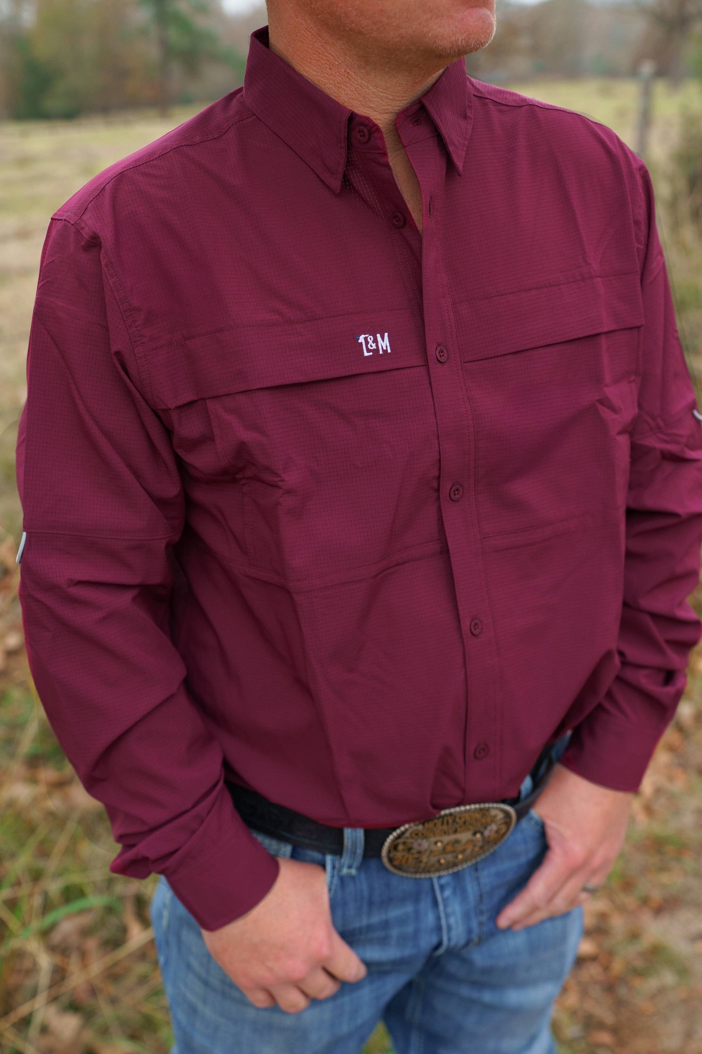 Top Hand-Burgundy button up