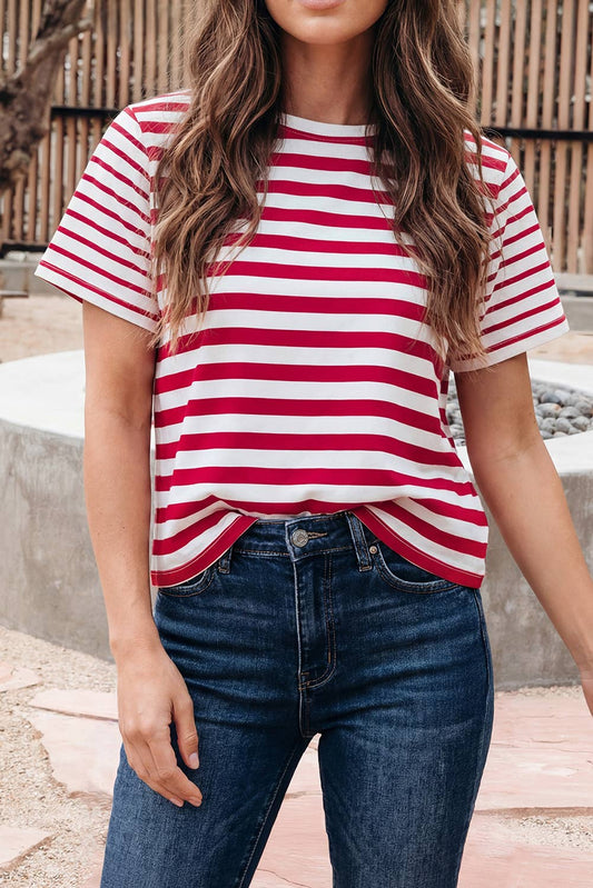 Red + White Stripe Tee
