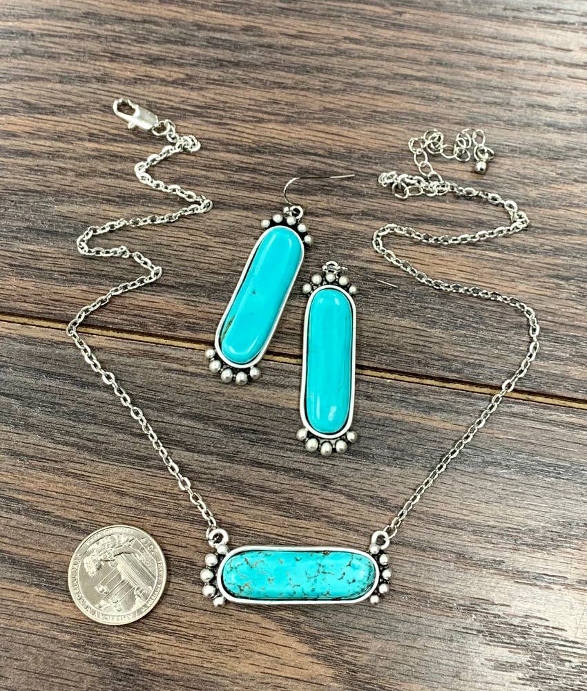 Turquoise Necklace Earrings Set