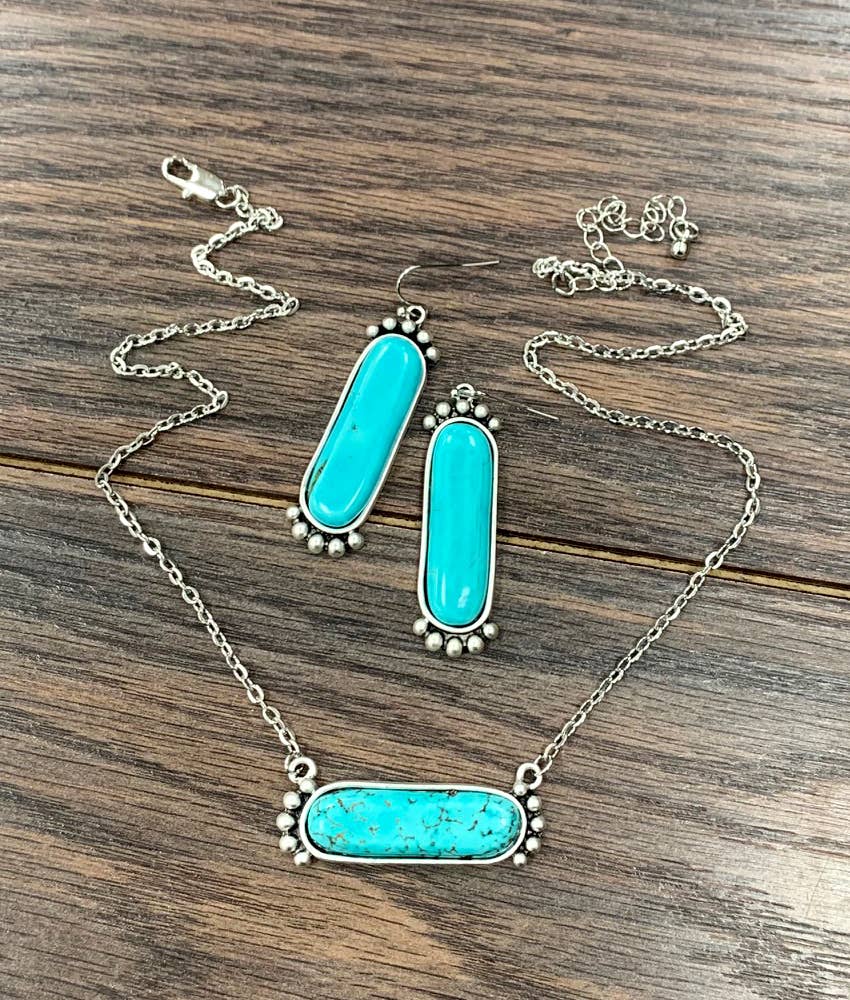 Turquoise Necklace Earrings Set