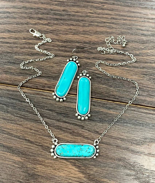 Turquoise Necklace Earrings Set