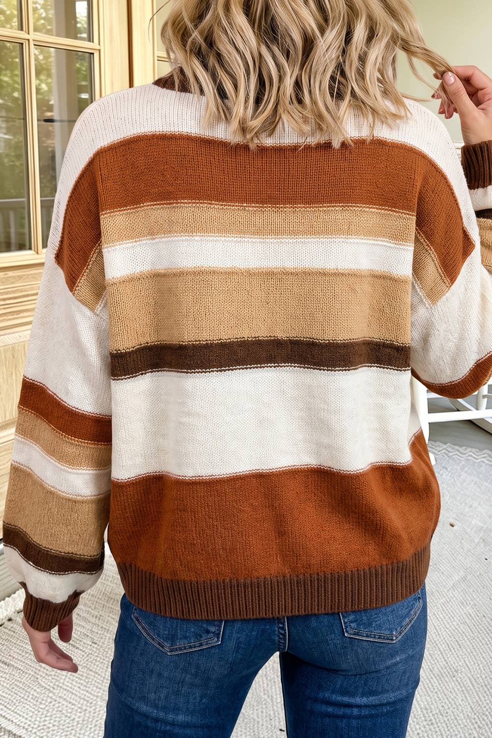Rust + Tan Striped Sweater