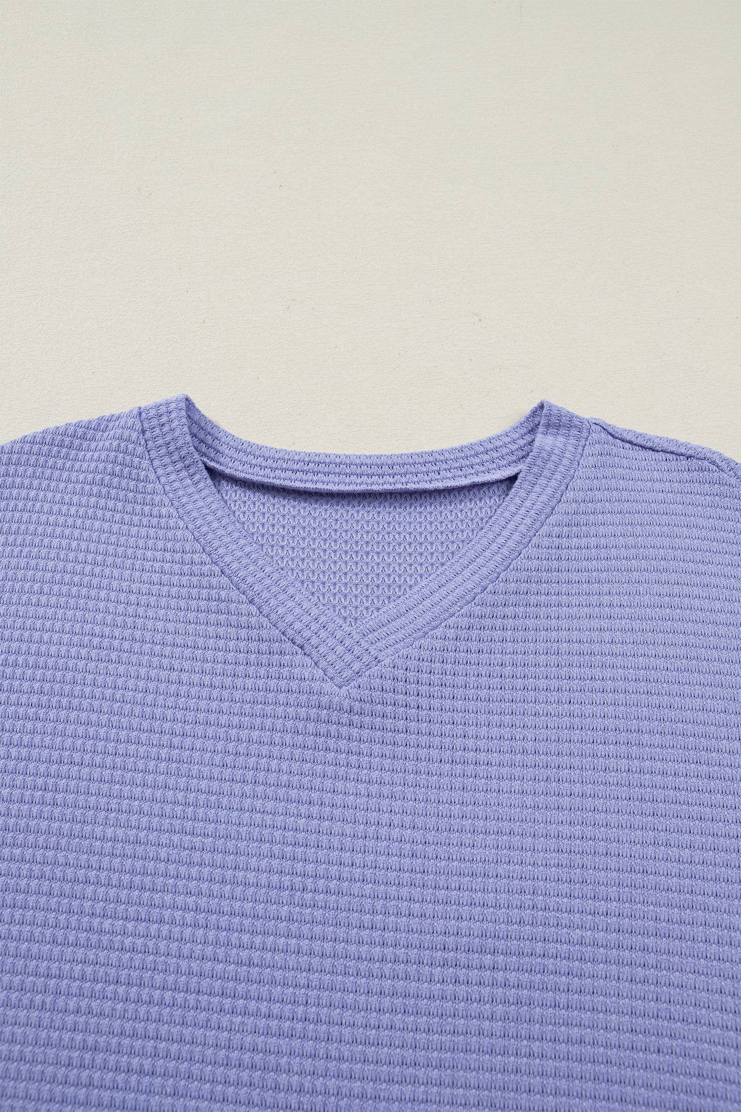 Waffle V Neck Top