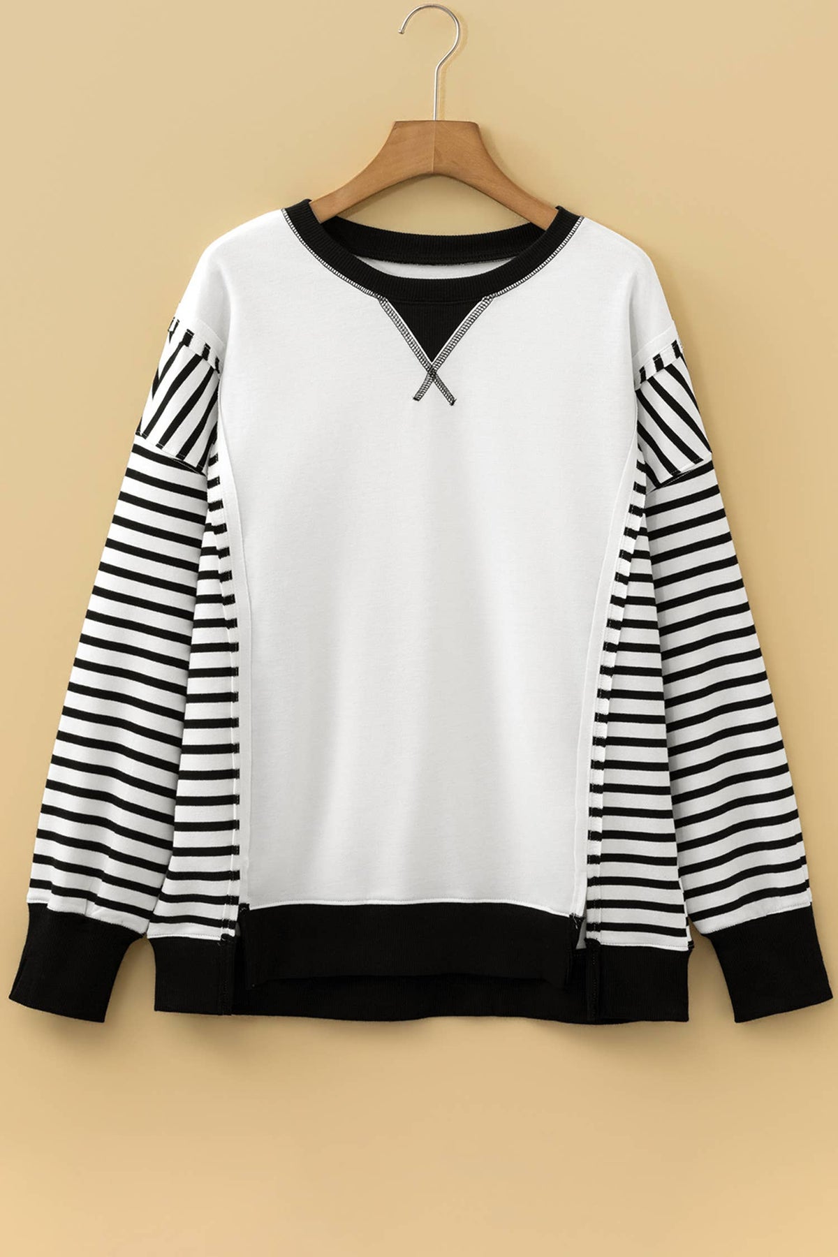 B&W Stripe Sleeve Sweater