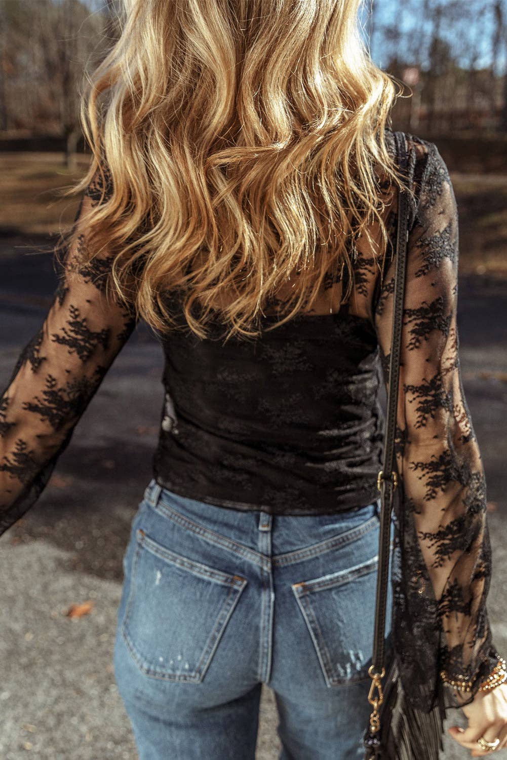 Tan Lace Mesh Top