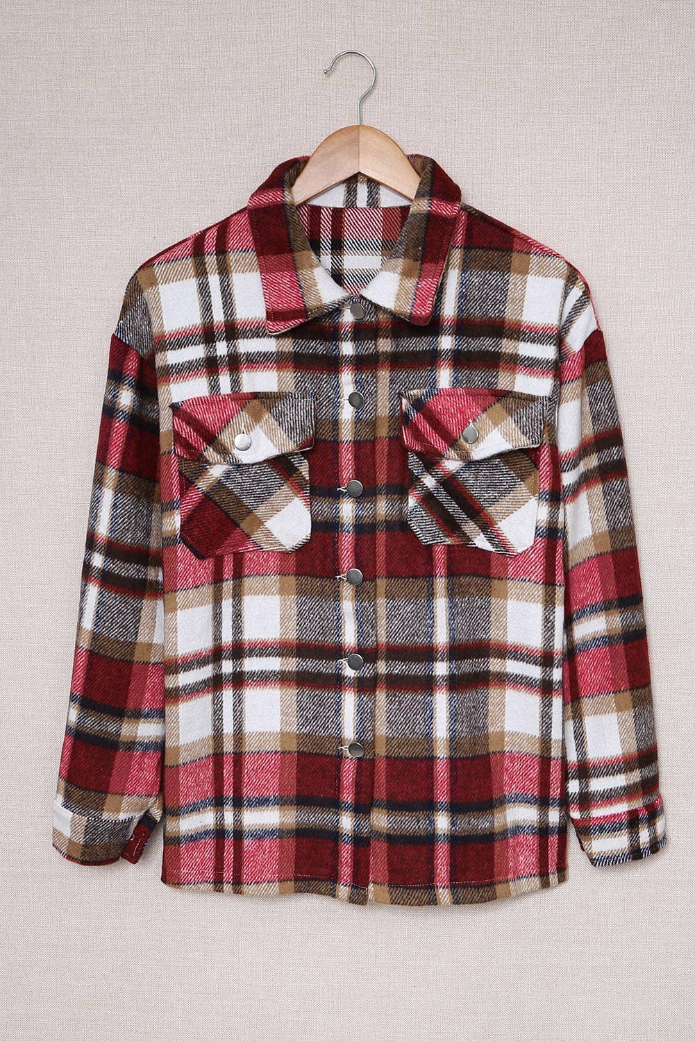 Plaid Pocketed Button Front Shacket