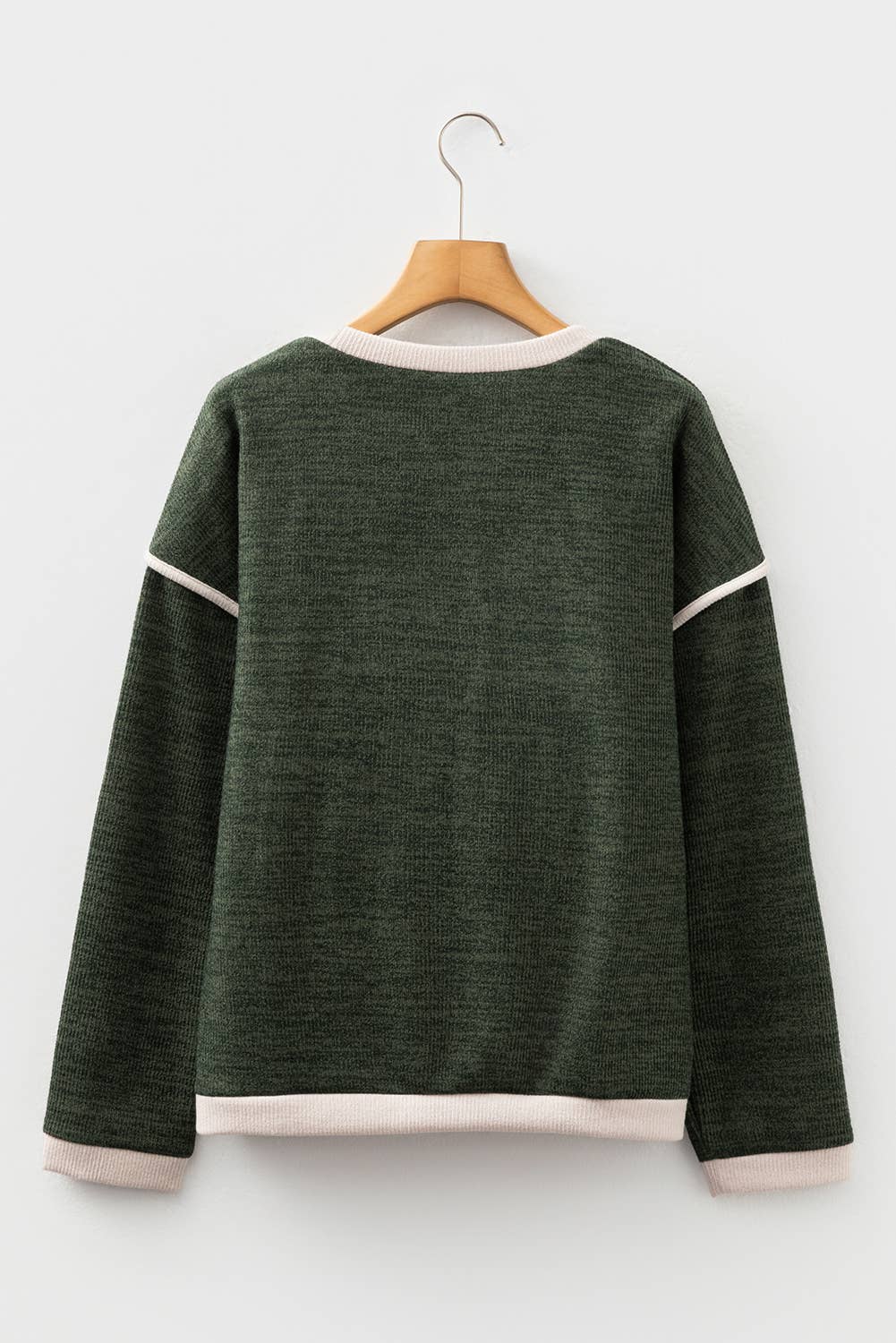Olive +Tan Trim Knit Sweater