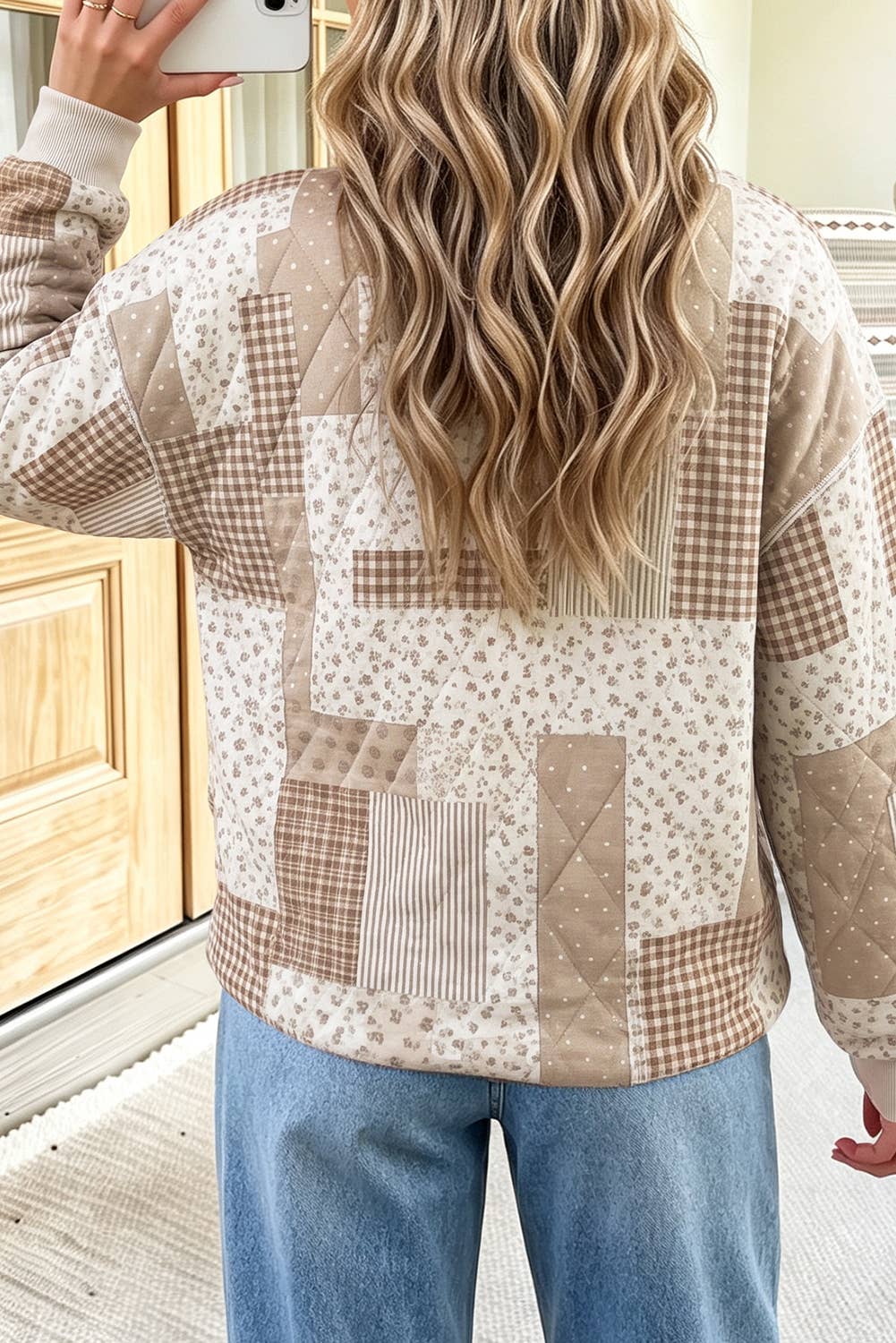 Patchwork Floral Print Crewneck