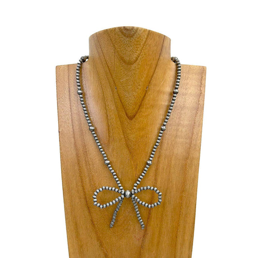 Simple Navajo bead with bow Necklace