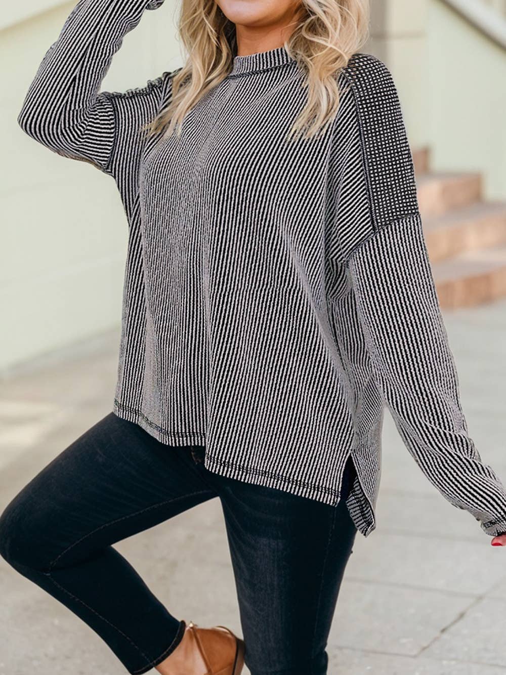 Long Sleeved Ribbed Top-multiple colors