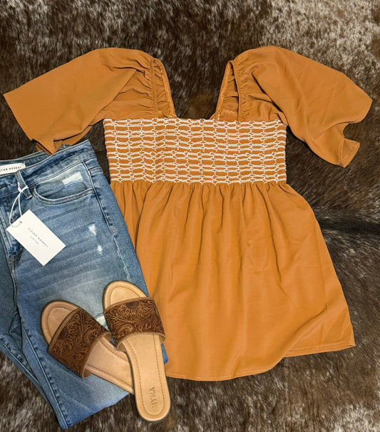 Rust Square Neck Top