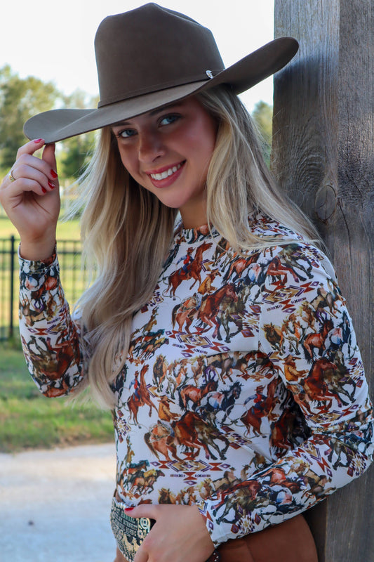 Buckaroo Mesh Top - Cowboy