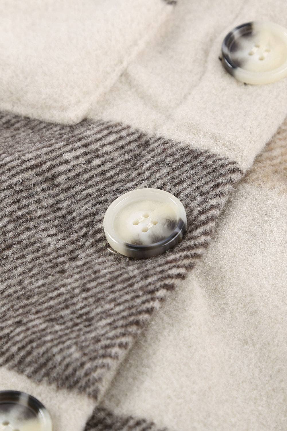 Neutral Plaid Shacket with Pockets