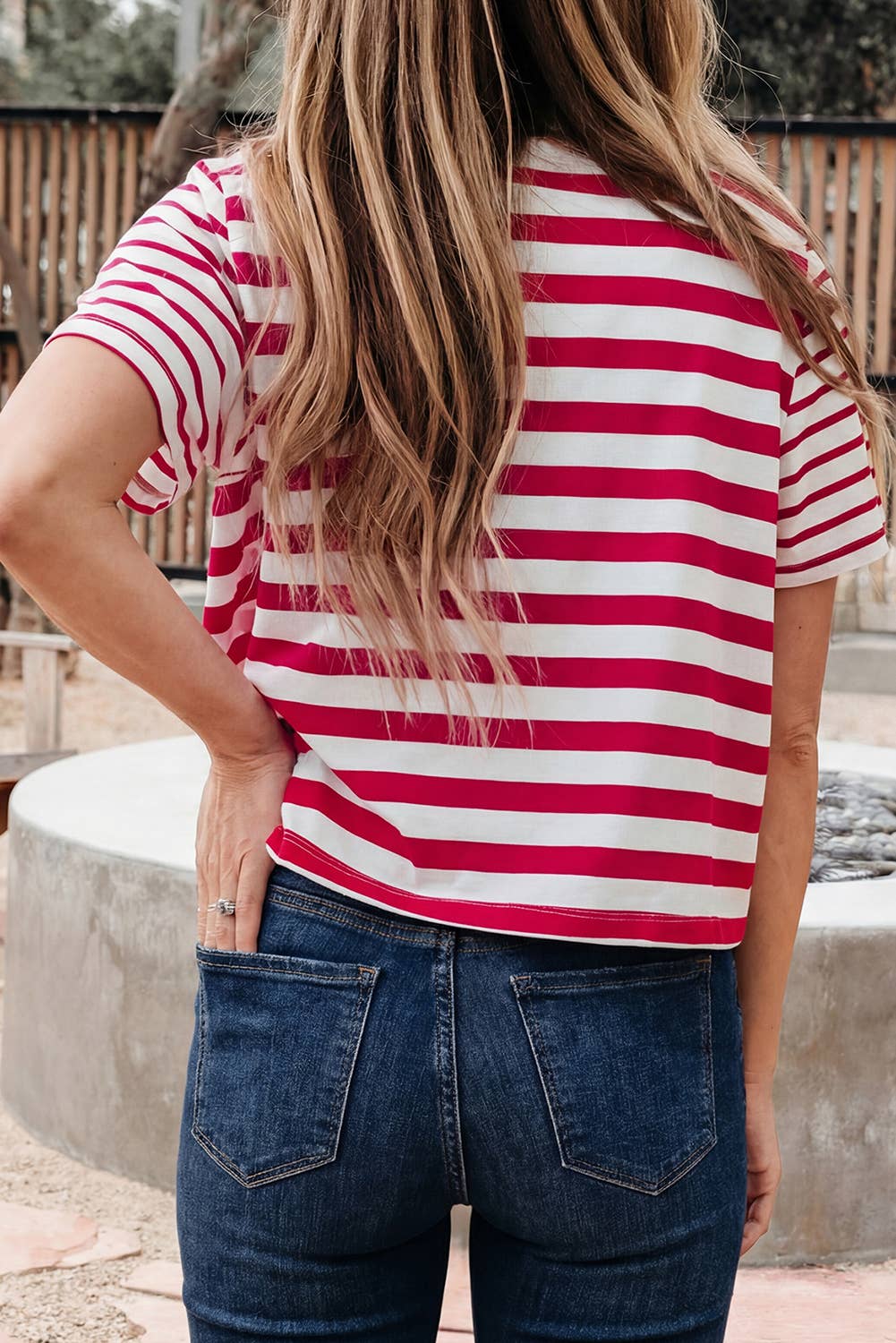 Red + White Stripe Tee