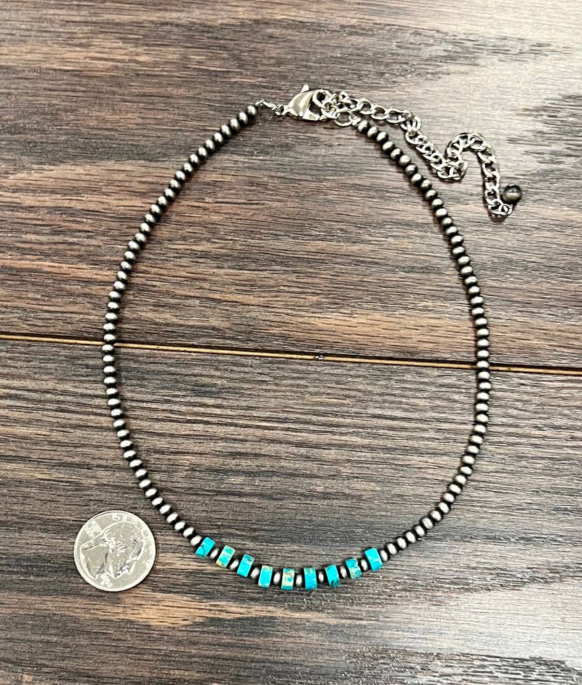 Turquoise Disk Navajo Gemstone Necklace