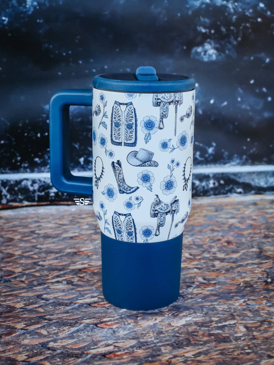 Western Chinoiserie Flip Top Tumbler