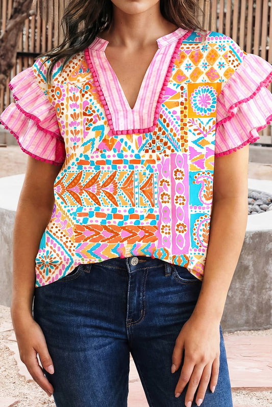 Boho Contrast Blouse