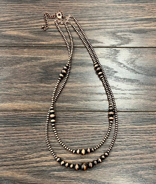Copper Bead 2 Strand Necklace