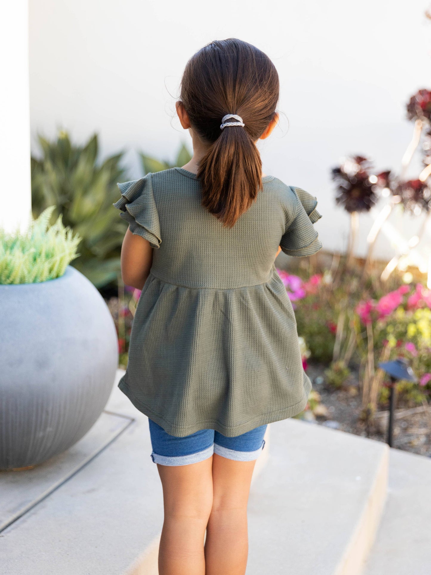 Little Girls Flutter Sleeve Top