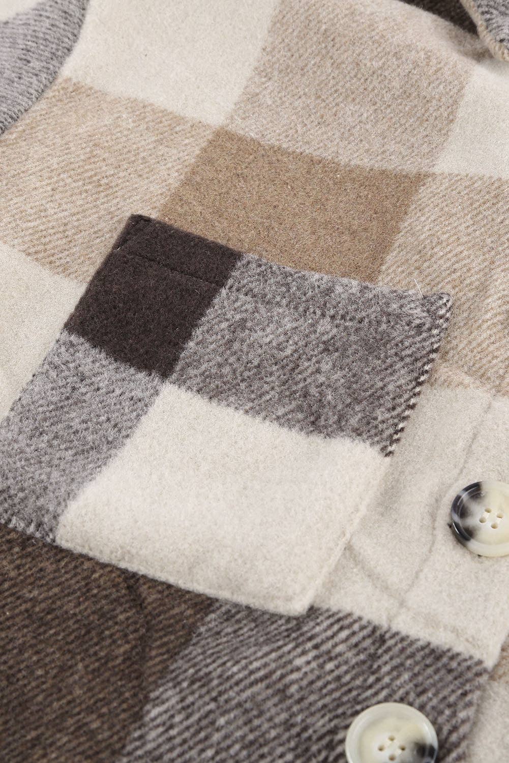 Neutral Plaid Shacket with Pockets