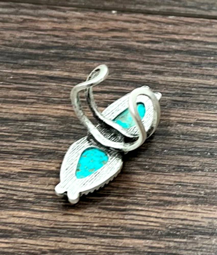 Turquoise, Double Brass Adjustable Ring