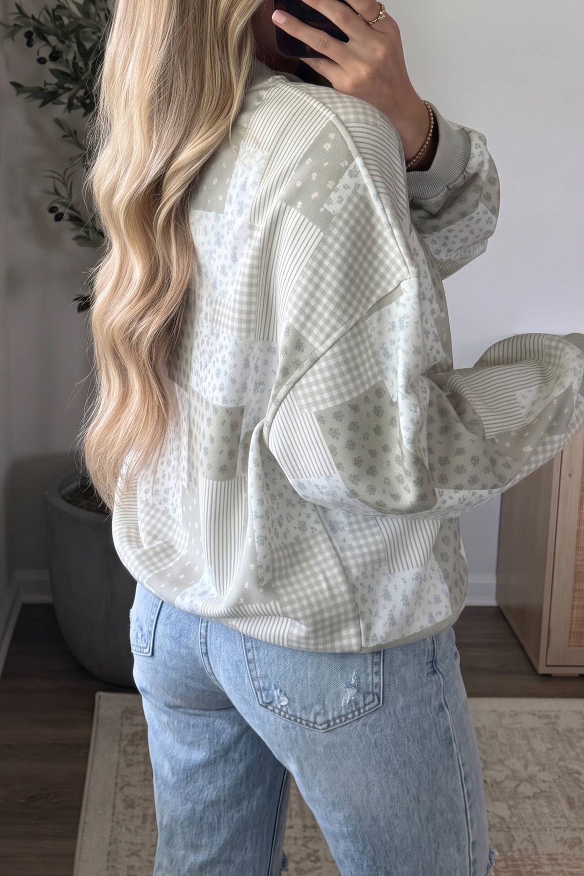 Sage Patchwork Floral Sweatshirt