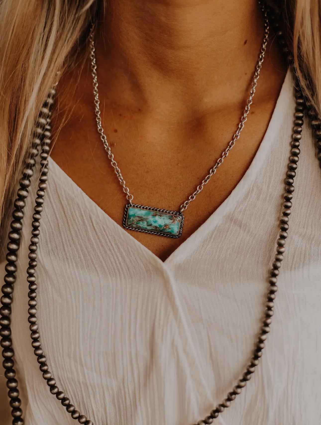 Turquoise bar necklace