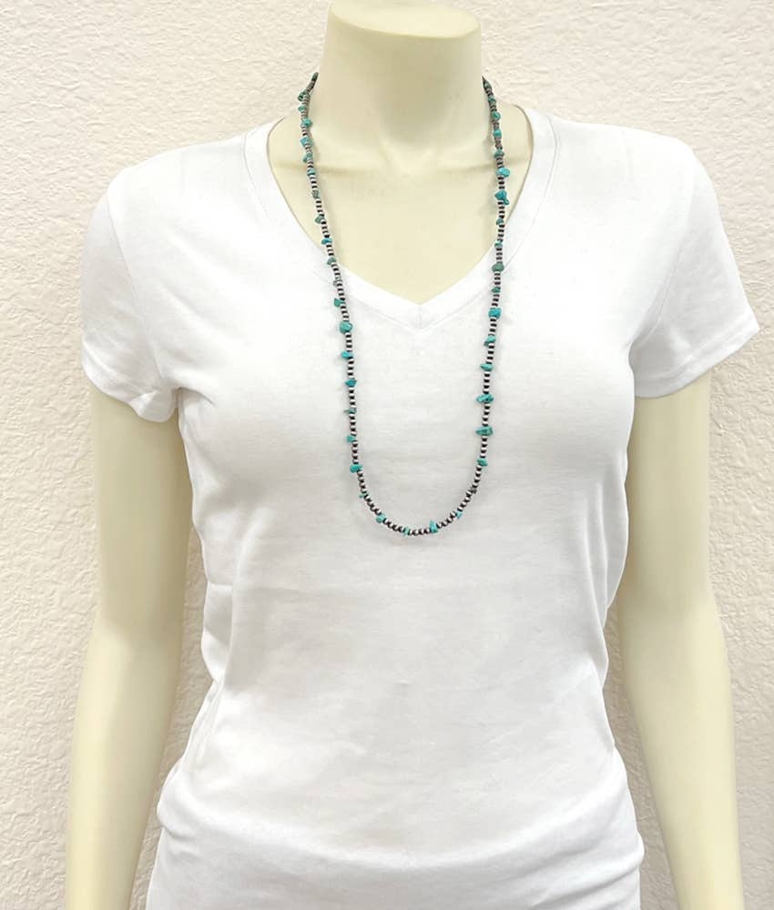 Long Navajo Turquoise Stone Necklace
