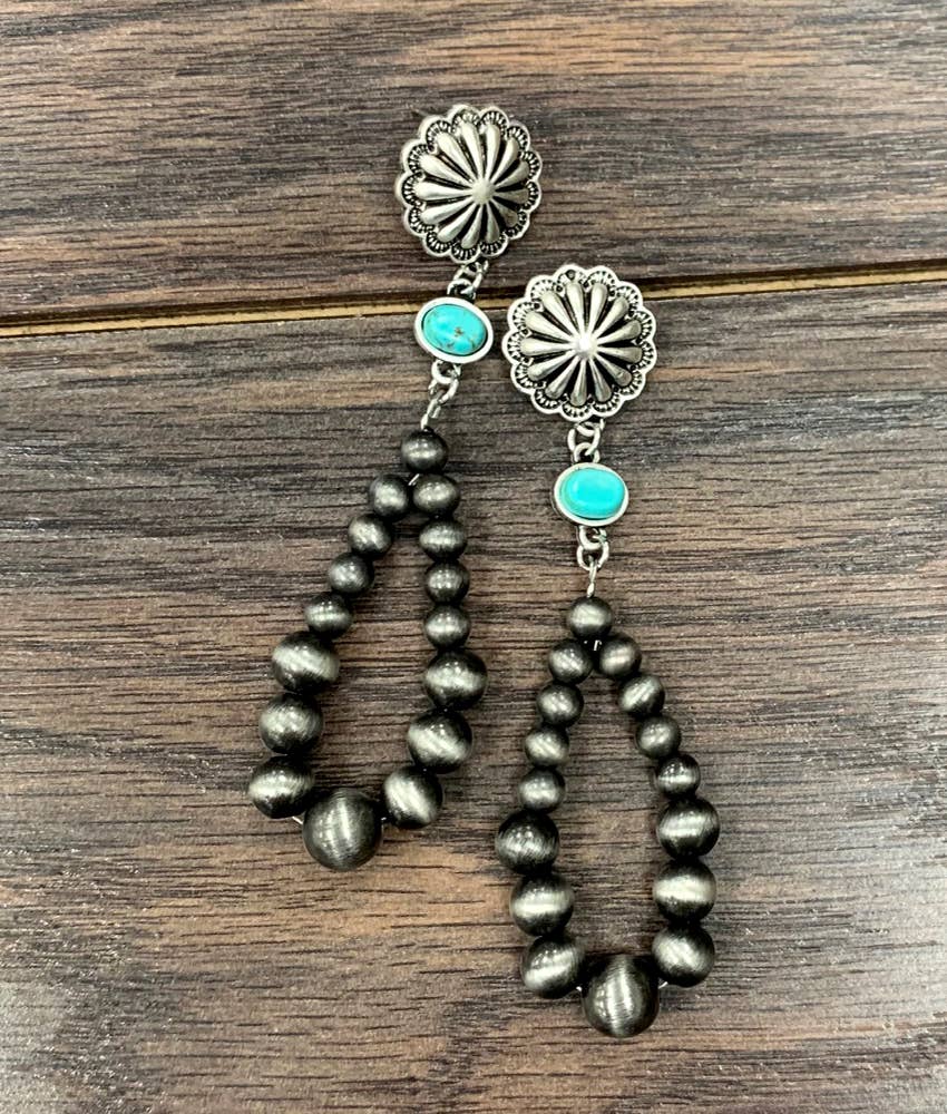 Concho Navajo Bead Drop Earrings