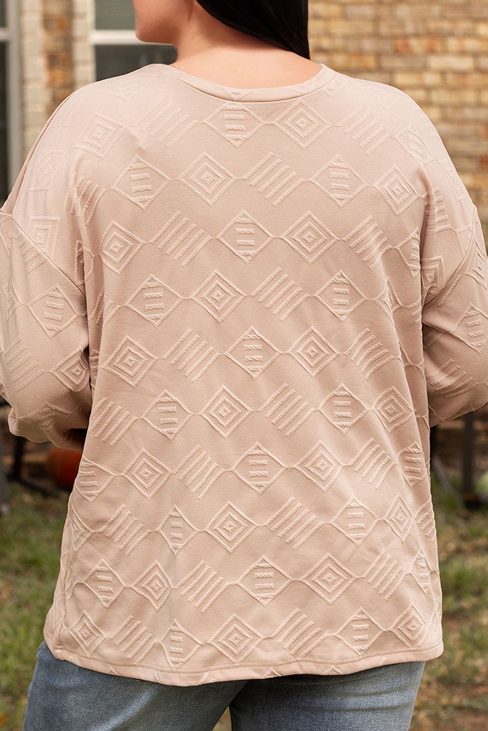 Plus Size Textured Crew Neck Sweatshirt