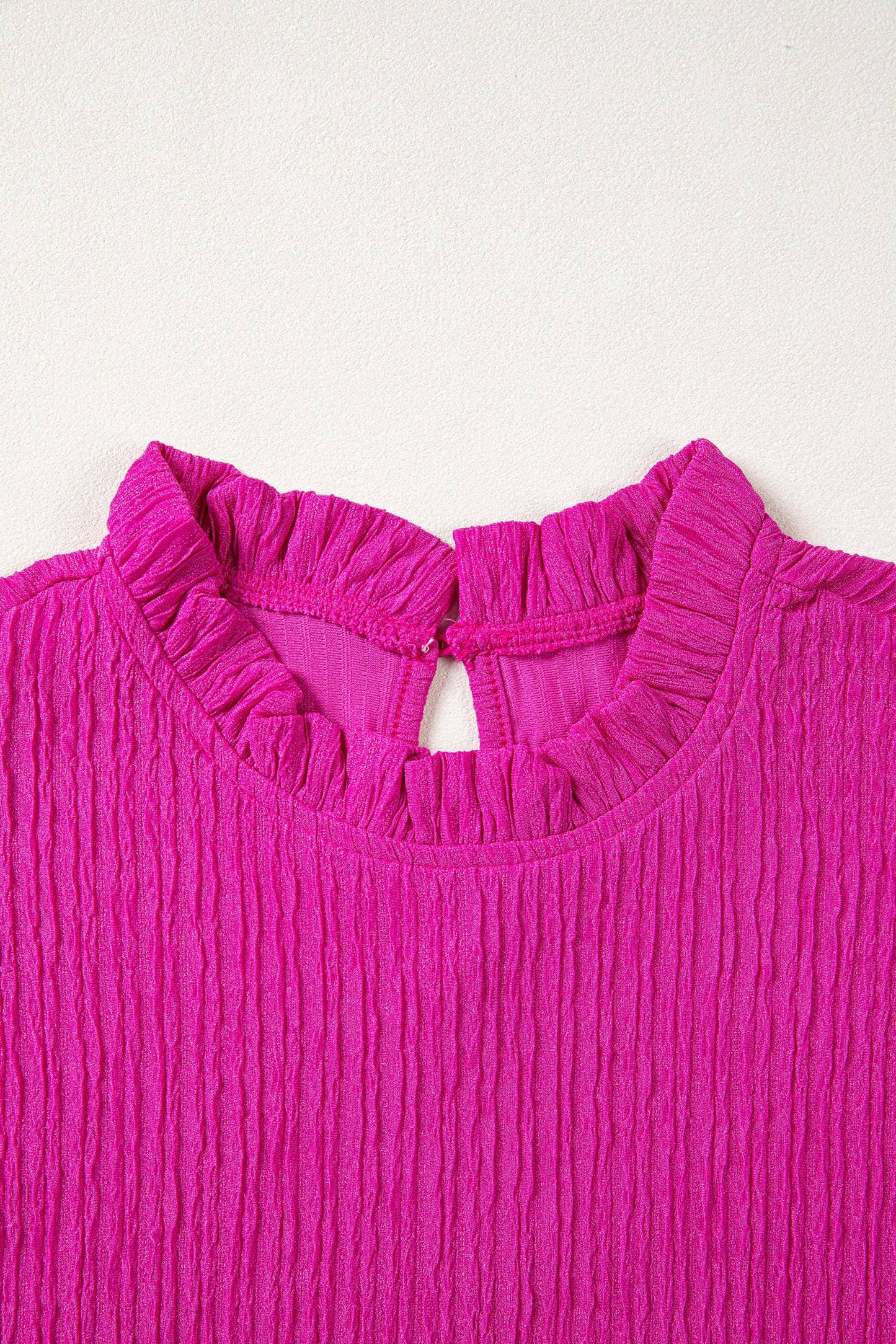 Pink Textured Ruffle Blouse