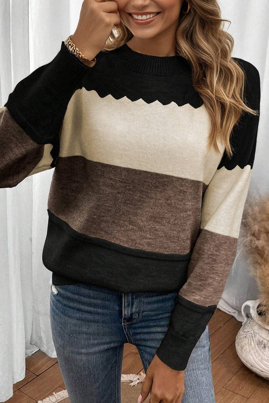 Black, Tan & Brown Sweater
