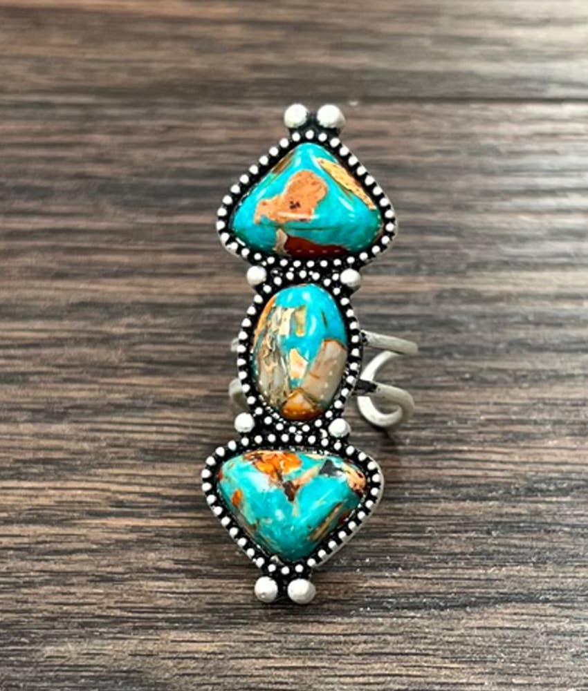 Rust + Turquoise Adjustable Ring