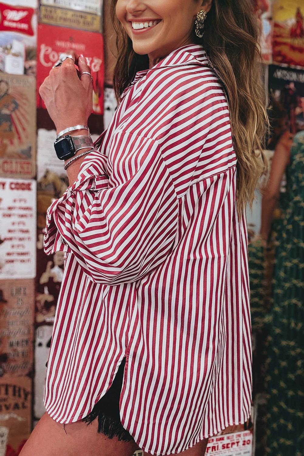 GAME DAY Stripe Button Up Shirt