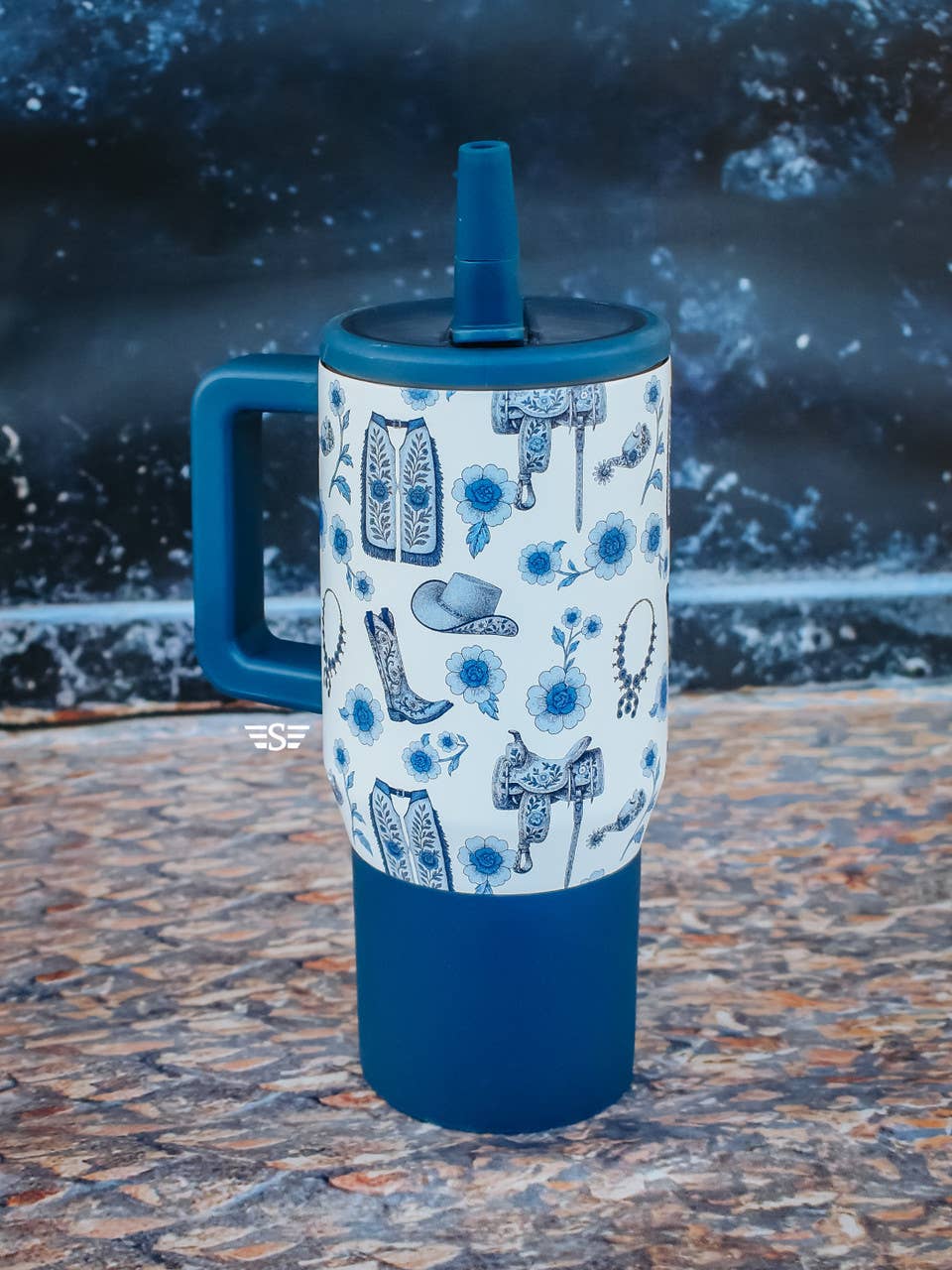 Western Chinoiserie Flip Top Tumbler