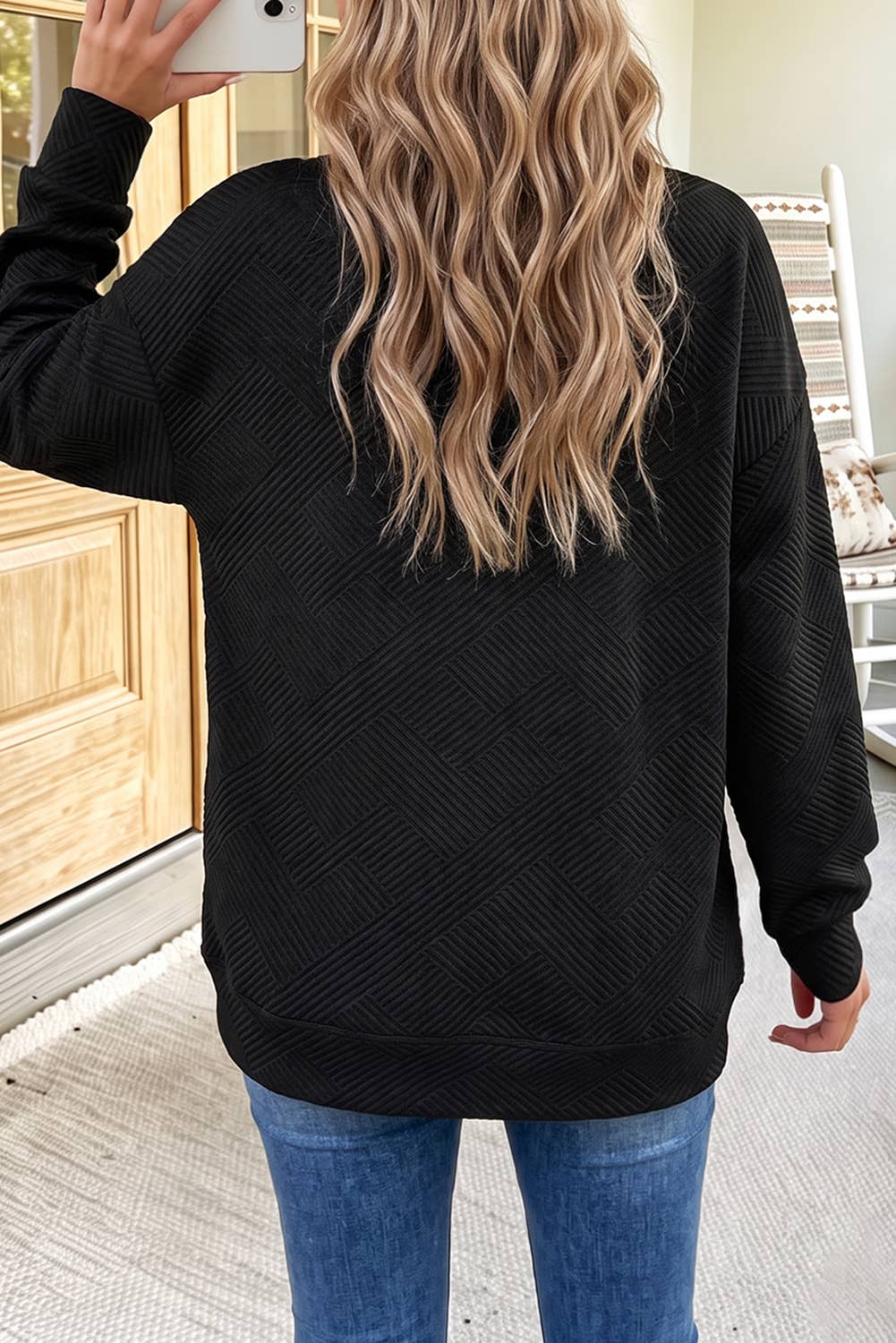 Textured Pocketed Pullover