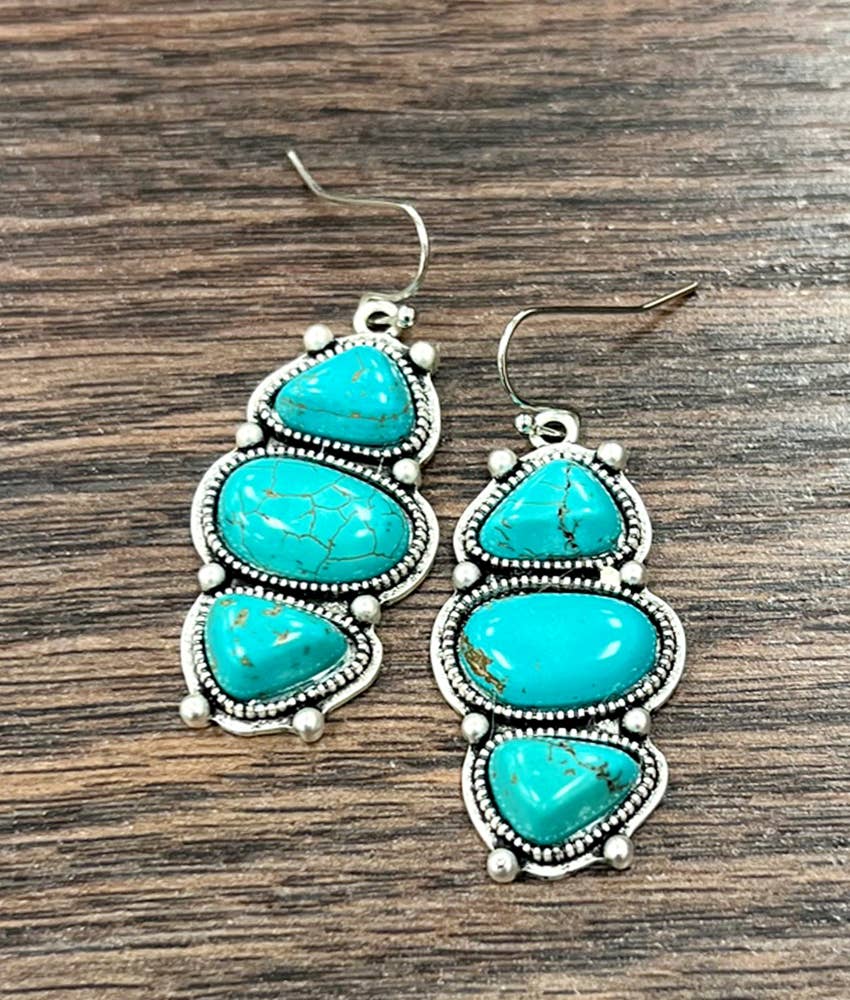 Turquoise Earrings- 3 stone