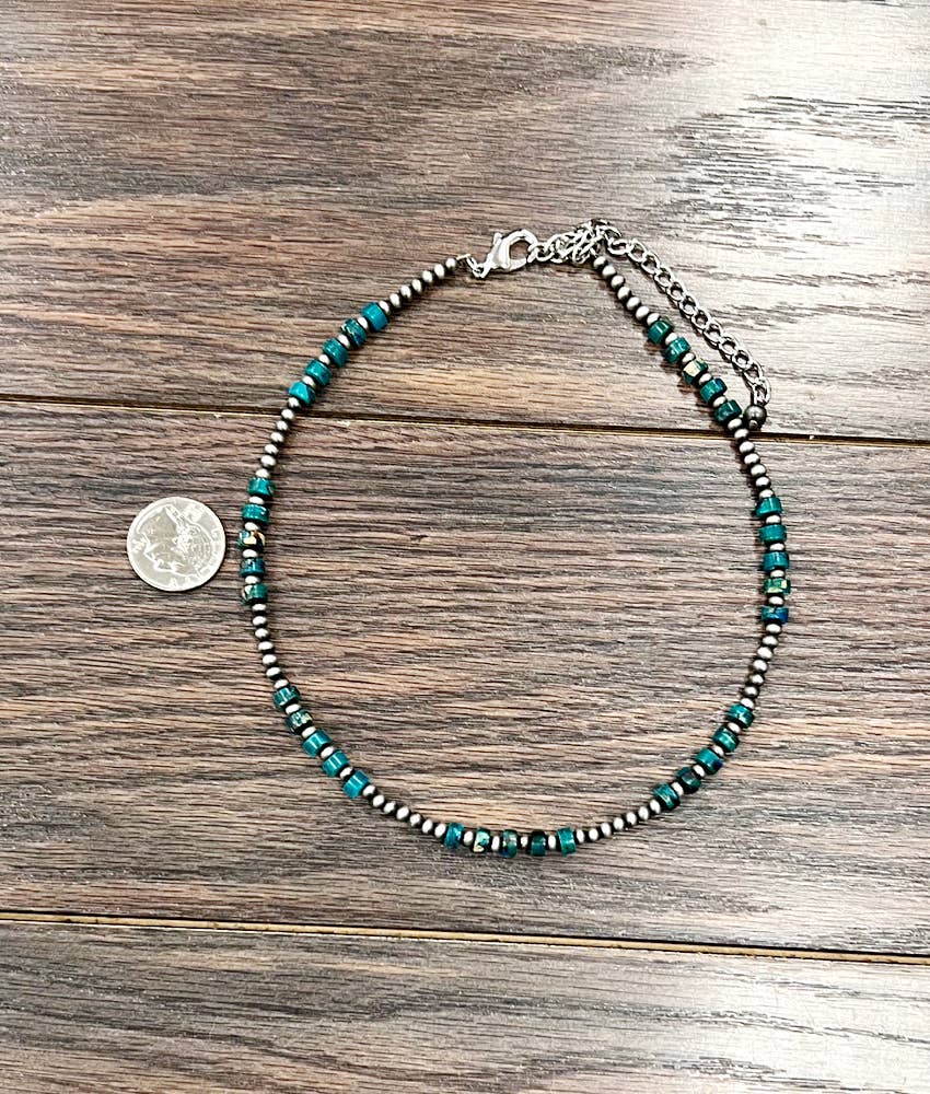 Navajo +Turq Spaced Disc Gemstone Necklace