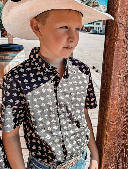 KIDS COWBOY HAT BUTTON UP