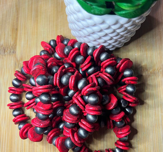 Red Natural Stoned with Navajos Bracelet
