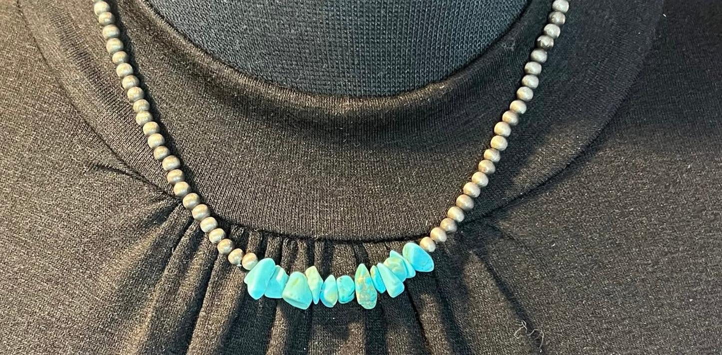 Simple Turquoise Chip Necklace