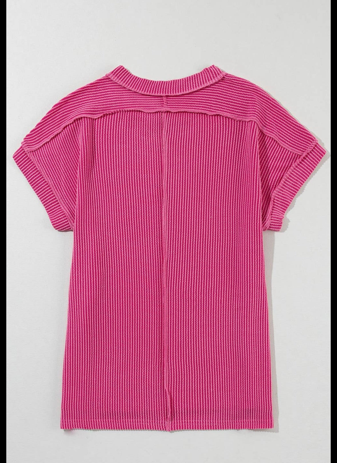 Backstitch Ribbed Casual Top- Multiple Colors Available